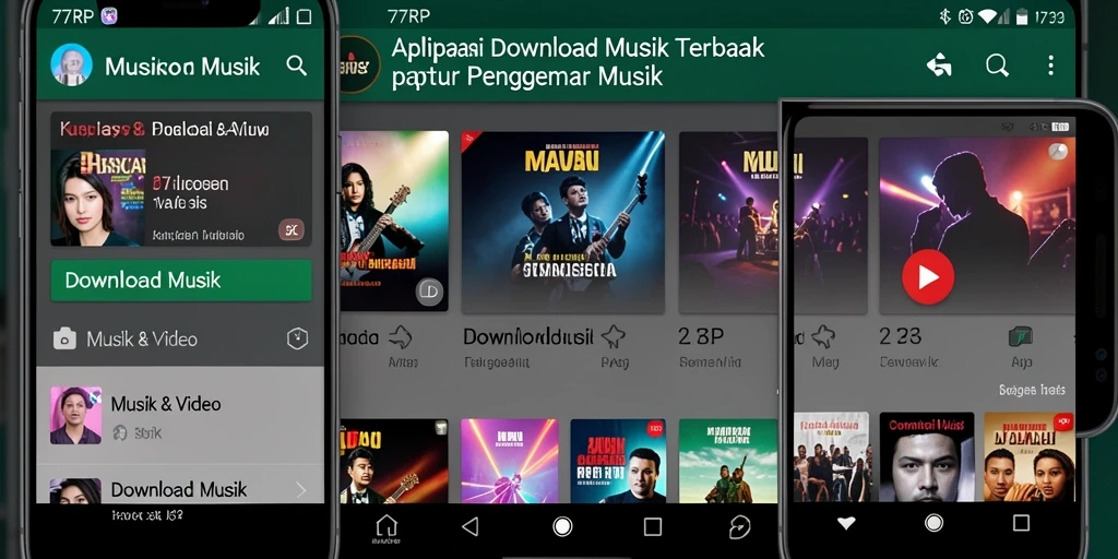 Antarmuka aplikasi Download Musik 77RP yang sederhana dan efektif.