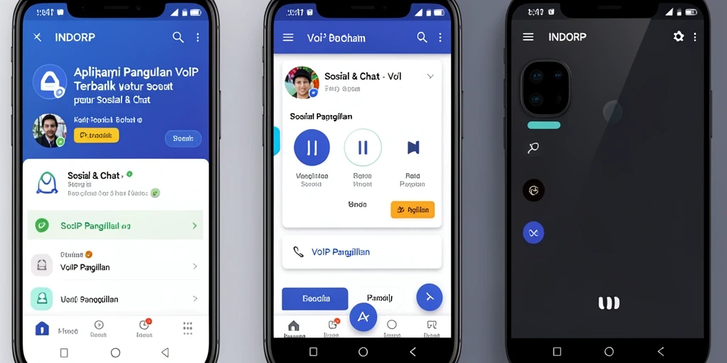 Tampilan antarmuka INDORP yang modern dan fungsional untuk VoIP Panggilan.