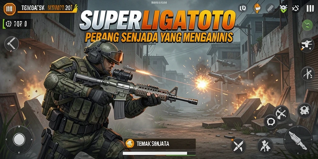 Antarmuka SUPERLIGATOTO dengan desain grafis yang keren dan modern.