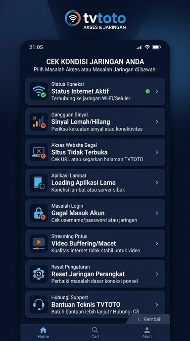 Tampilan link alternatif tvtoto